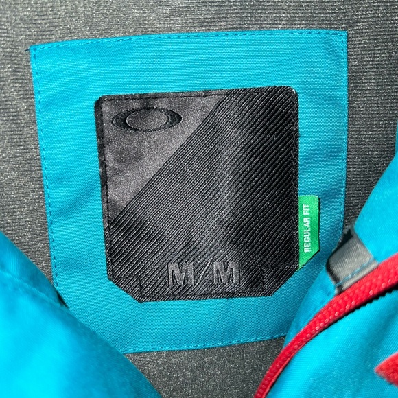 Oakley Teal Blue & Red Ski Snowboard Zip Up Hooded  Winter Jacket Size M RARE - Picture 15 of 15